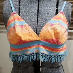 Paisley & Stripe Boho Bra Top, M